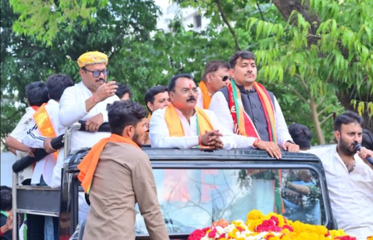 भाजयुमो प्रदेश महामंत्री के प्रथम आगमन पर निकली विशाल वाहन रैली