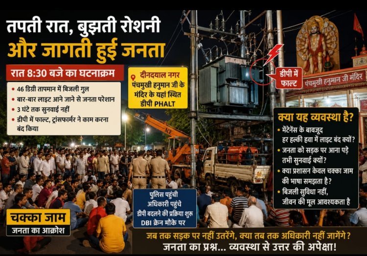तपती रात, बुझती रोशनी और आधी रात के बाद तक जागती हुई जनता
