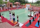 प्राचीन तीर्थ स्थल त्रिवेणी कुंड पर हुआ योगाभ्यास