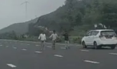 केंद्रीय मंत्री नितिन गडकरी के काफिले के सामने आए स्कूली बच्चे और ग्रामीण, मची खलबली